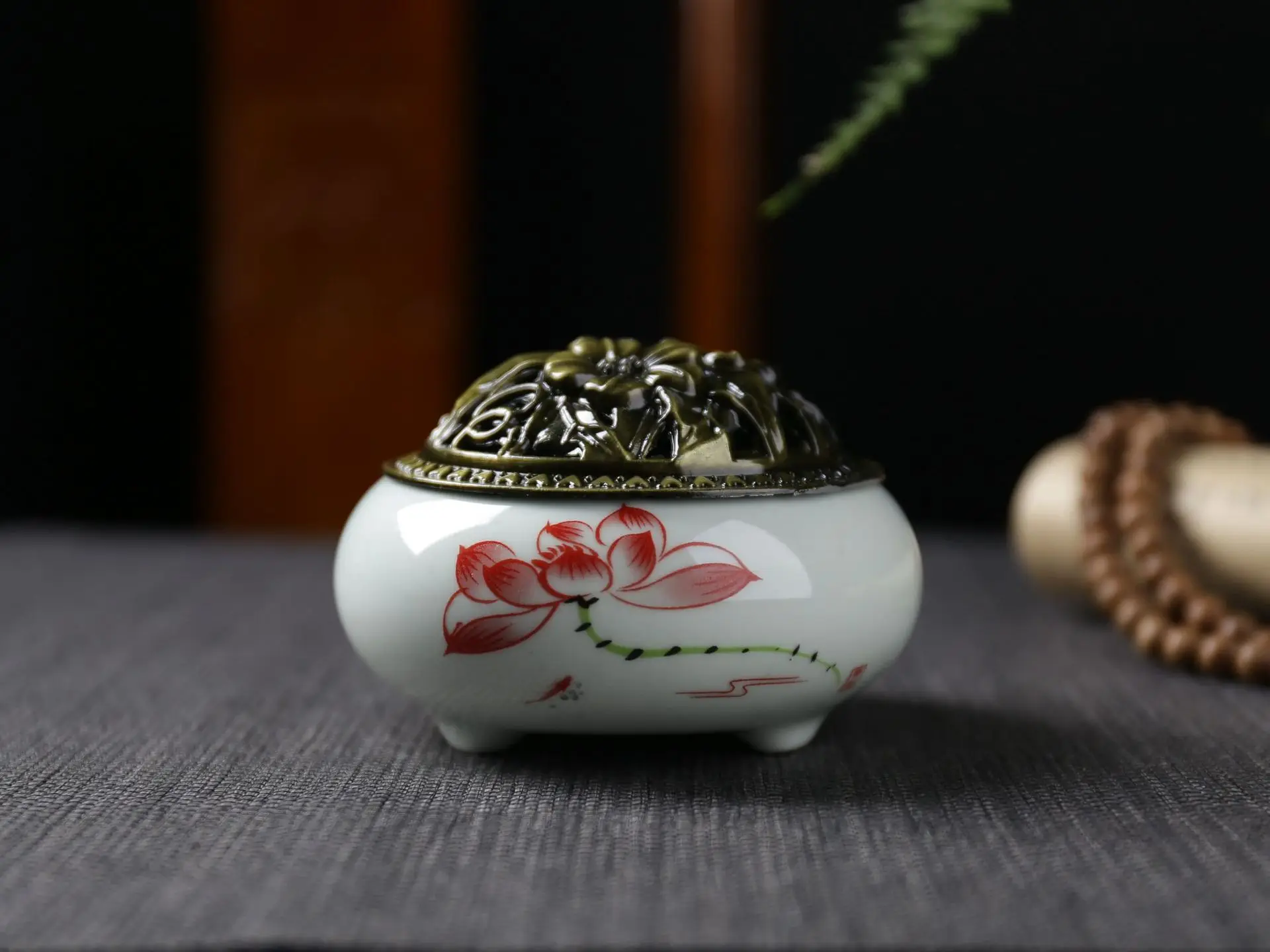 Lotus Jade Stove Свежий и элегантный расписанный вручную поднос для благовоний, сандаловая печь, керамический поднос для комаров Алоэ для отпугивания комаров - Цвет: Lotus Jade Stove