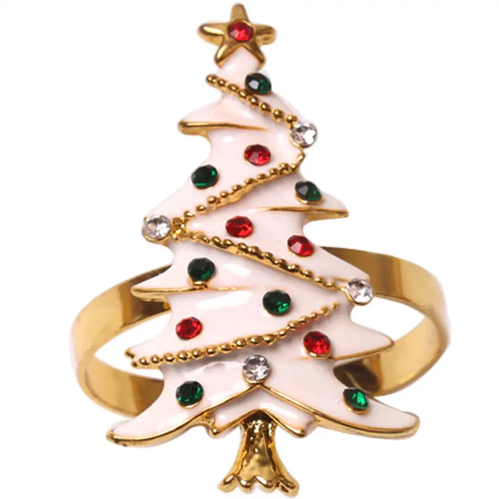 

Кольца для салфеток в виде рождественской елки, украшение для салфеток, стразы 6x, пряжка для салфеток для ужина, свадьбы, праздника, праздник...