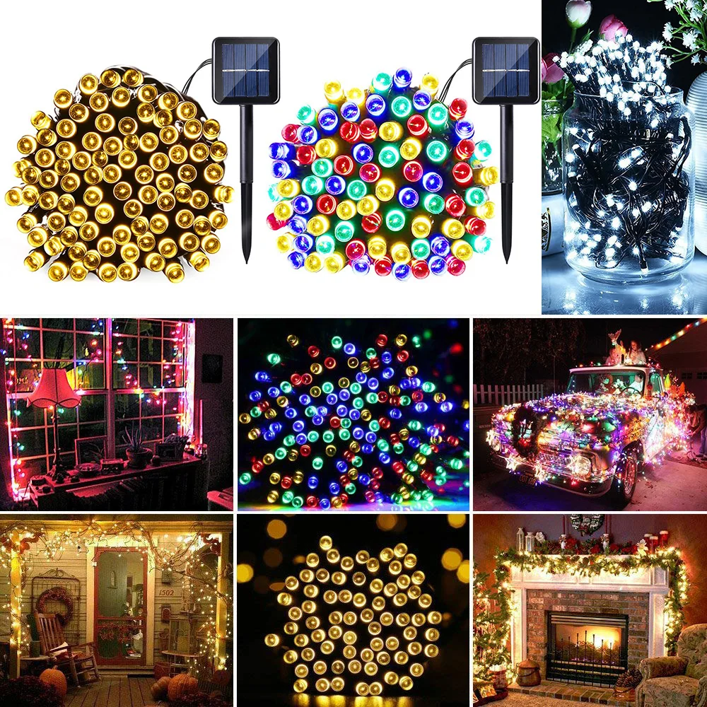 

Outdoor Waterproof Christmas Garland Solar Power Lamp LED Solar String Lights 8 Mode Fairy Lights Garden Decoration Lighting D30