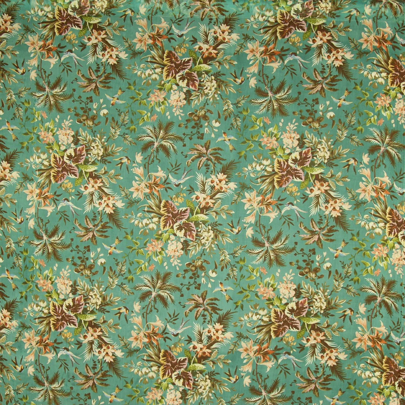 Шелковая ткань жоржет с цветочным и птичьим принтом очень мягкая прозрачная