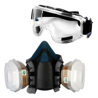 new respirator gas mask safety chemical anti dust filter military eye goggle set workplace safety protection