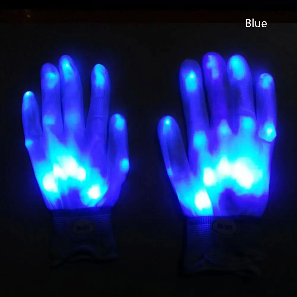 Светящиеся перчатки с мигающим черепом яркие теплые неоновые со светодиодной