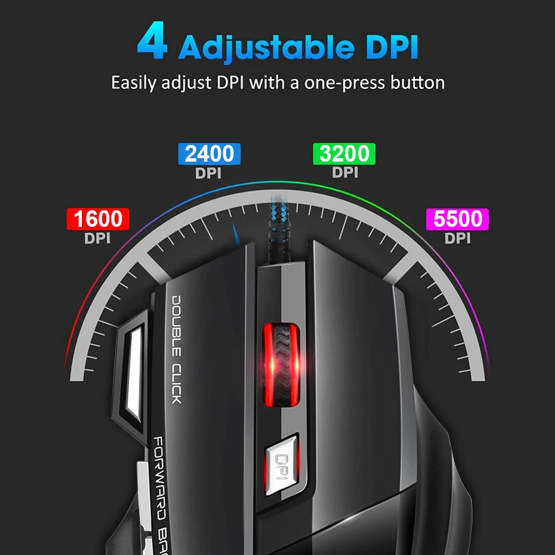 computer mouse gamer ergonomic gaming mouse usb wired game mause 5500 dpi silent mice with led backlight 7 button for pc laptop free global shipping