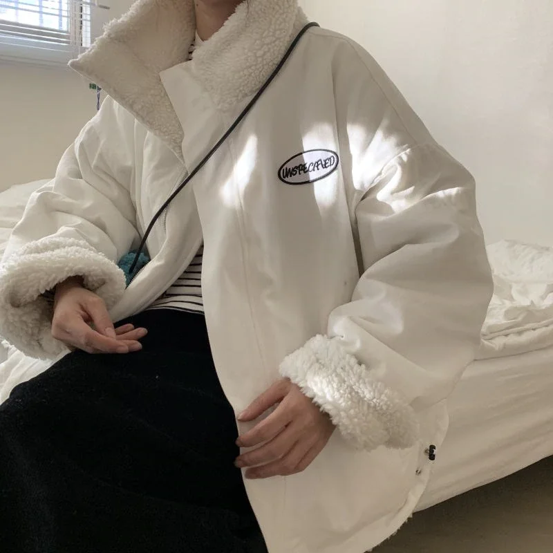 

Both sides wear winter lamb velvet jacket women 2021 new retro Hong Kong style tide ins small short cotton jacket tide coat