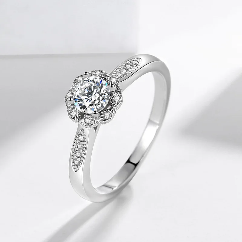 

2021 Jewlery Organiser Diamond Rings for Women 925 Silver Romantic Wedding Rings Couples Fashion Flower Silver Jewelry Luxury