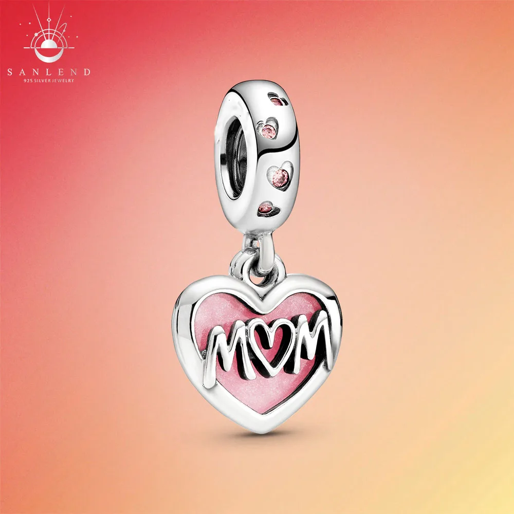 

Sanlend бусины из стерлингового серебра 925 для мам и дочек, сценарий в форме сердца серьги Подвески подходят к оригинальным браслетам Pandora, вече...