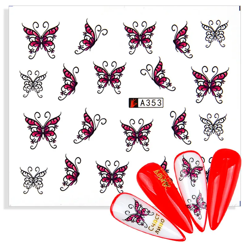 

1 Sheet 2022 New Arrival Butterfly Nail Art Water Transfer Sticker Decorations Slider Watermark Tattoo Decal Manicure Tool