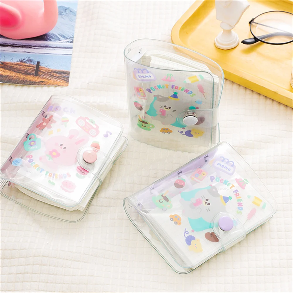 

2021 New Creative Cute 3 Hole Mini Loose-Leaf Pocket Notebook Pvc Transparent Hand Paper Note Book Planner Diary Supply