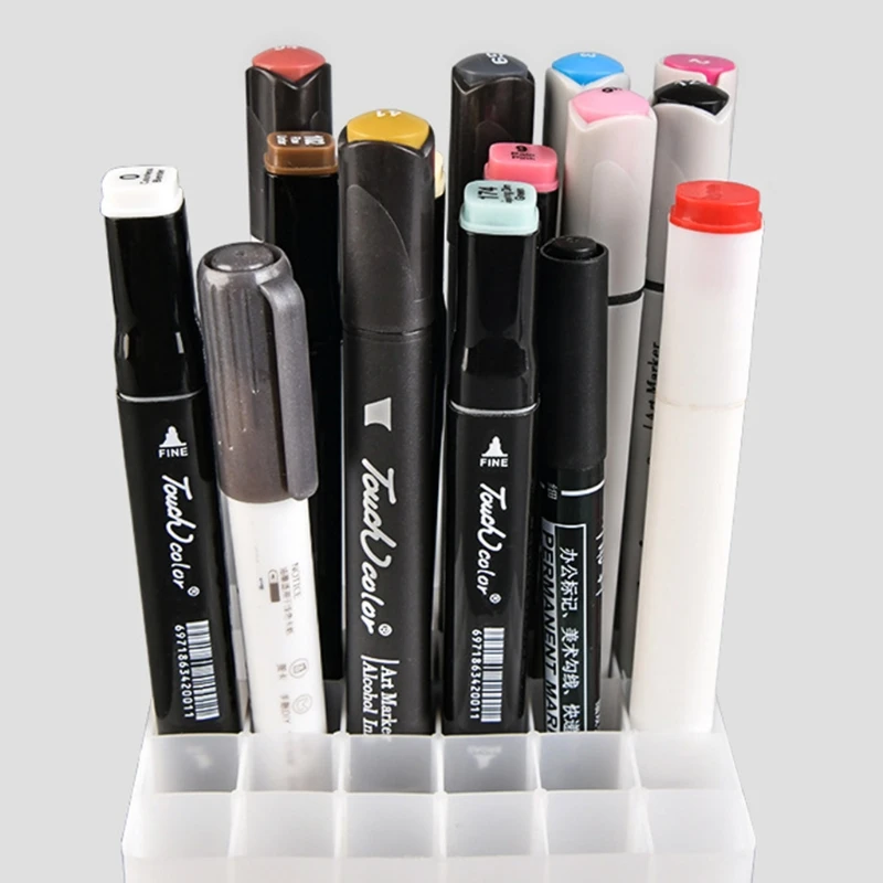 

30/36/40/48 Slots Marker Pen Storage Holder Brush Pencil Rack Table Stand Organizer Multifunction Tool