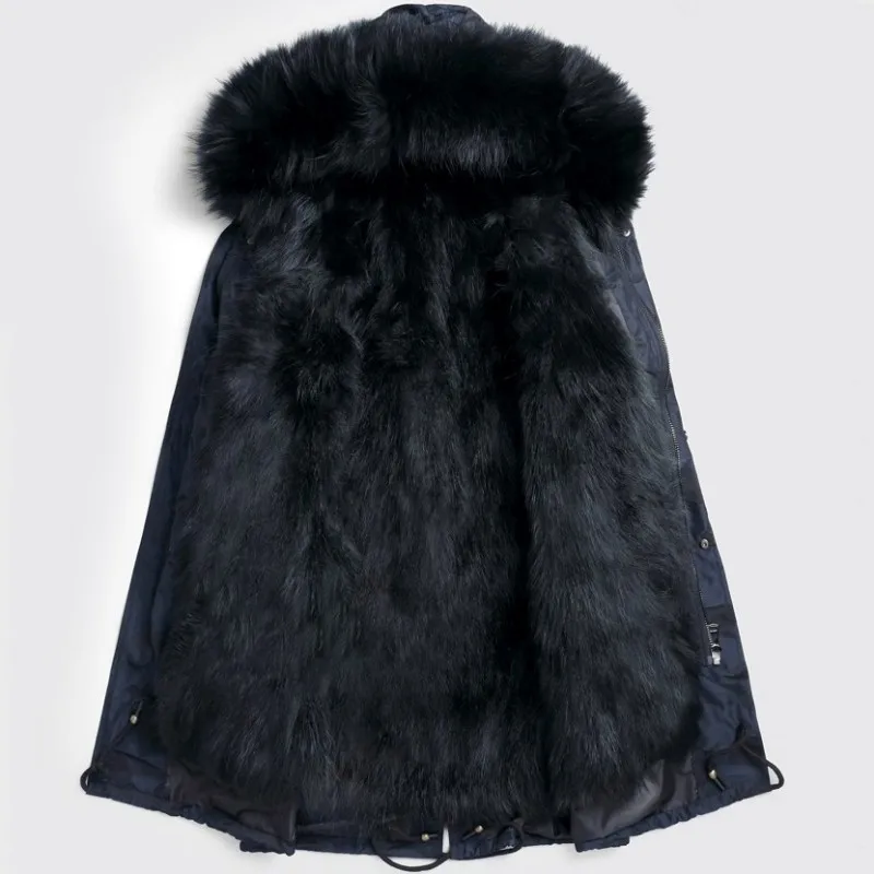 Мужская парка средней длины с мехом енота свободное камуфляжное пальто