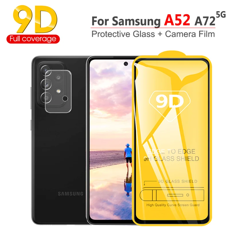 

3in1 capa, Cool Style Shockproof Case for Samsung A52 Back Cover A32/A52/A72 Tempered Glass Samsung Galaxy A52 A 52 Case + Glass