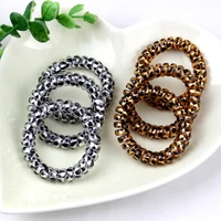 10 womens leopard print silicone rubber band high elastic spring elastic hair band girls telephone line hair rope accessories