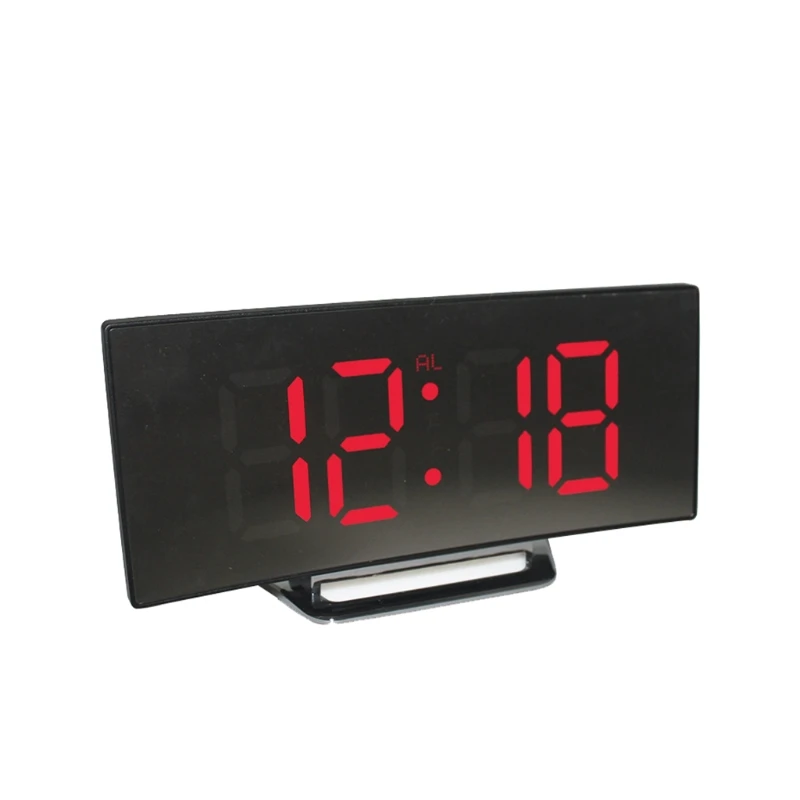 

Curved Double Radio Projection Alarm Electronic Clock Snooze Alarm Clock FM Radio Timer Digital Silent Clock Radio