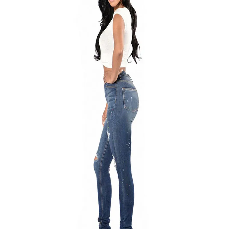 

Wish express Amazon eBay Europe and the United States 2018 new women's pants with holes and painted jeans