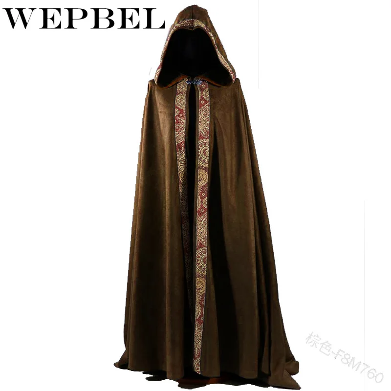 

WEPBEL Medieval Cloak Hooded Coat Women Vintage Gothic Cape Coat Long Trench Halloween Ghost Cosplay Costume Wizard Death Cloak