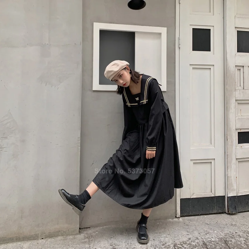 Корейская японская версия готический черный костюм JK с квадратным воротником