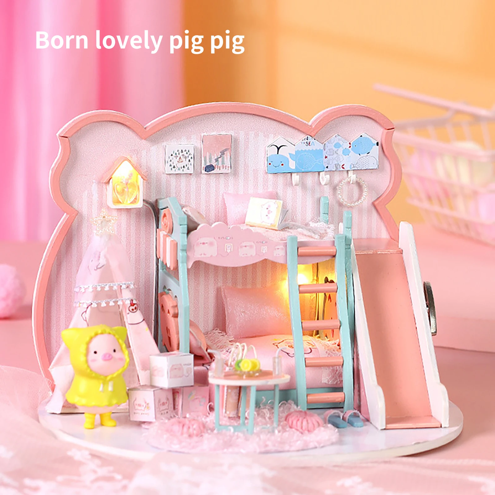 

Children DIY Doll House Piggy Home Miniatures Arts And Crafts Diy Kits For Kids Doll House Furniture For Dolls Gifts For Girls