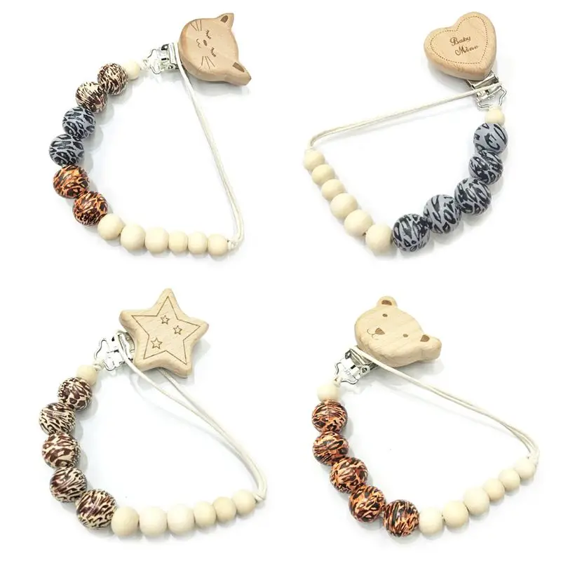 Детская деревянная пустышка с зажимом фиксатор цепь держатель для соски