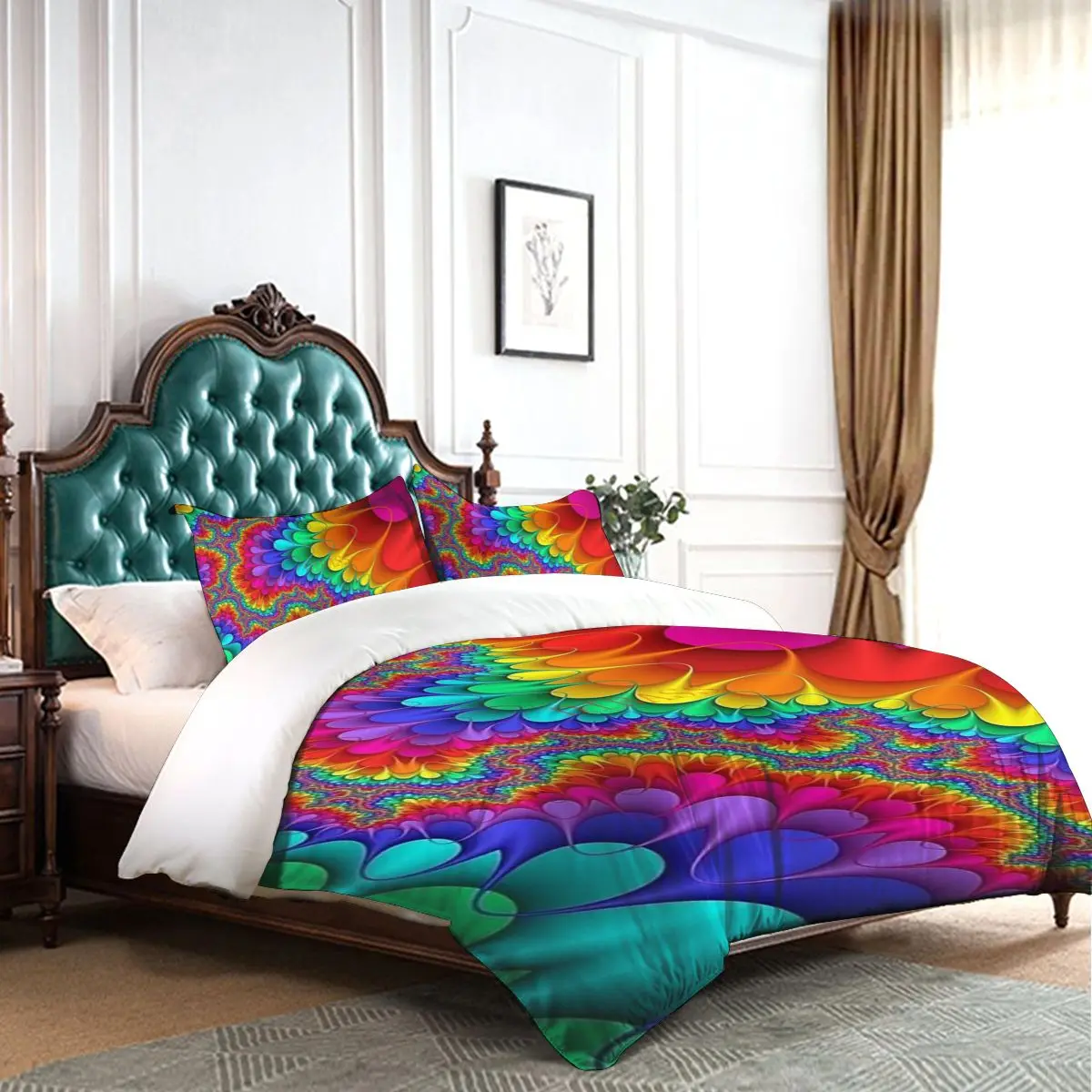 Психоделический Радужный брызговик мягкая искусственная кожа с 2 наволочками