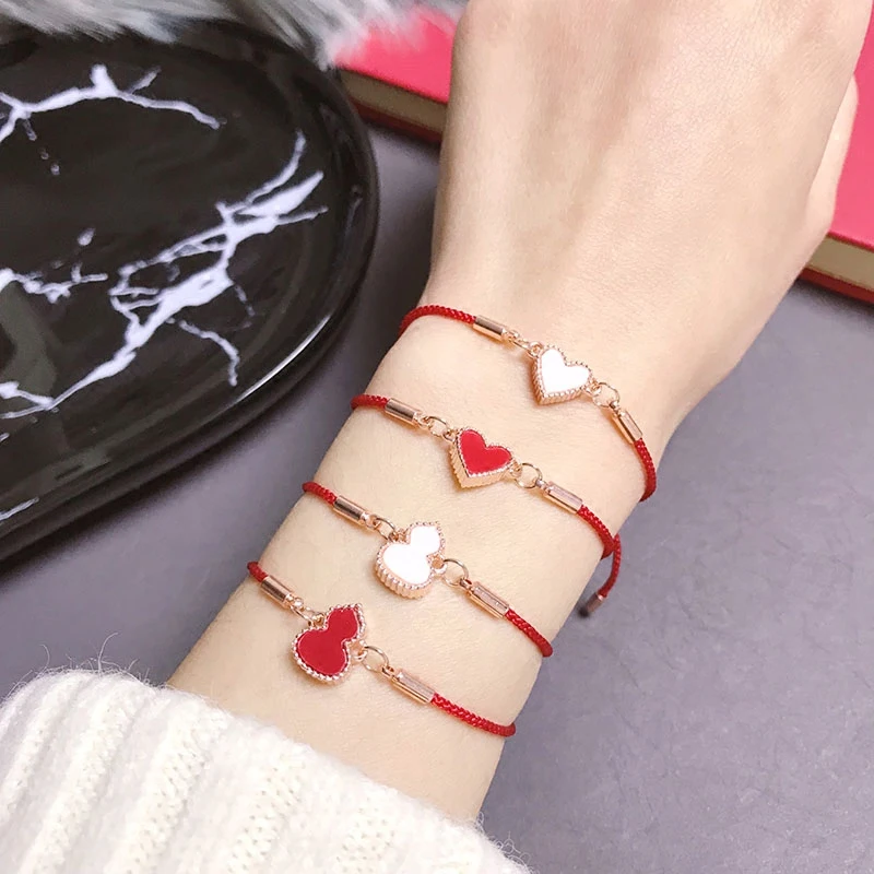 Двусторонний браслет в Корейском стиле красного и белого цвета с подъемным