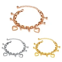 new stainless steel girls bracelets women gift multi layer stylish heart charm bracelet adjustable best selling