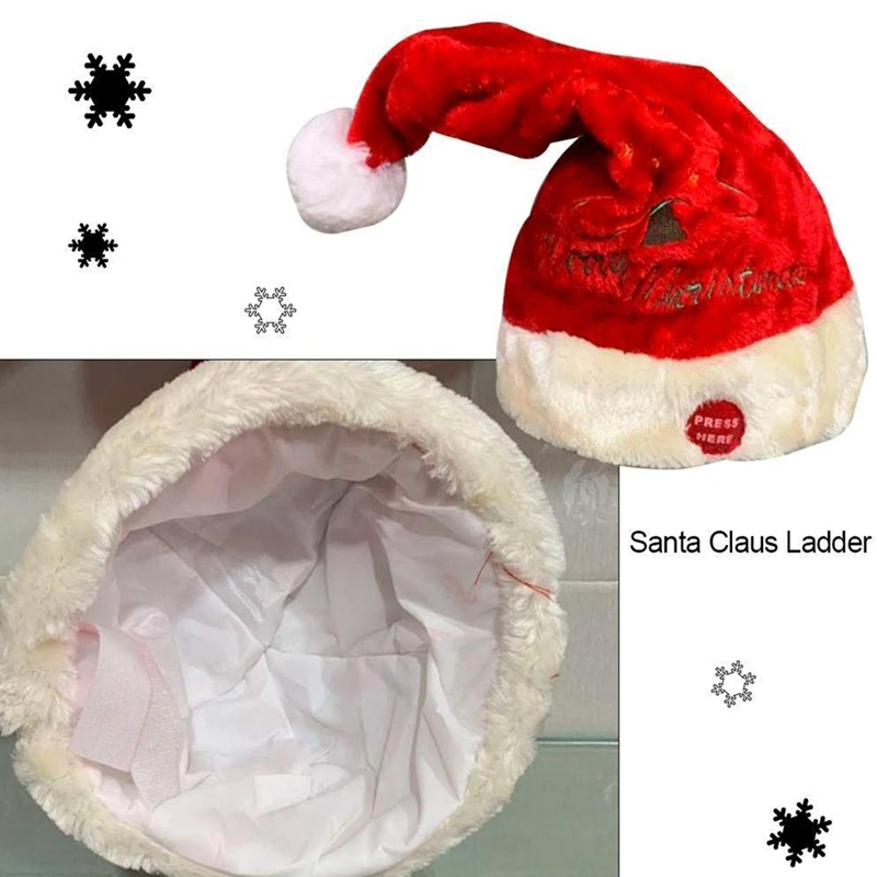 

Electric Christmas Hat Velvet Embroidered Christmas Music Cap Party Decoration Christmas Gift Music Swing Santa Claus Hat
