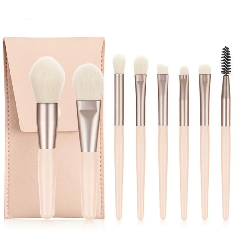

Travel Mini Makeup Brush Set 8pcs Pink Blush Eyeshadow Concealer Cosmetics Make Up For Beginner Powder Foundation Beauty Tools