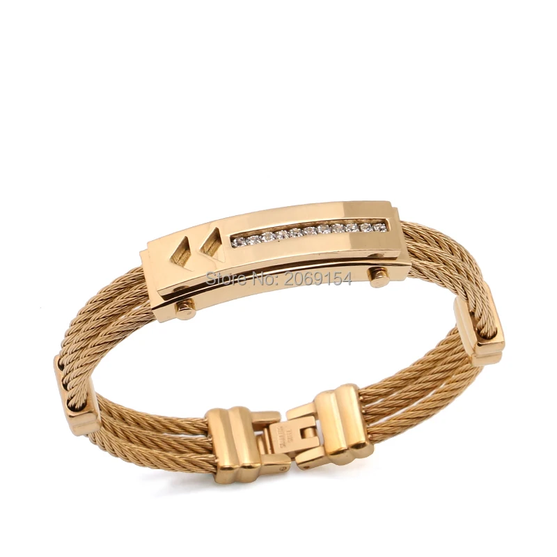 Золотые ювелирные изделия браслет очаровательный мужские из нержавеющей стали