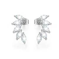 juwang 2022 new fashion vintage aaa cubic zirconia angel wings women stud earrings jewelry for wedding party decoration