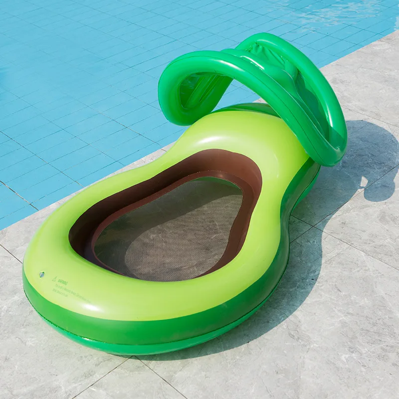 

Inflatable Avocado Floating Row Pvc Material Adult Playing In Water Toy With Net Sunshade Lying Chair Water Bed Water Supplies