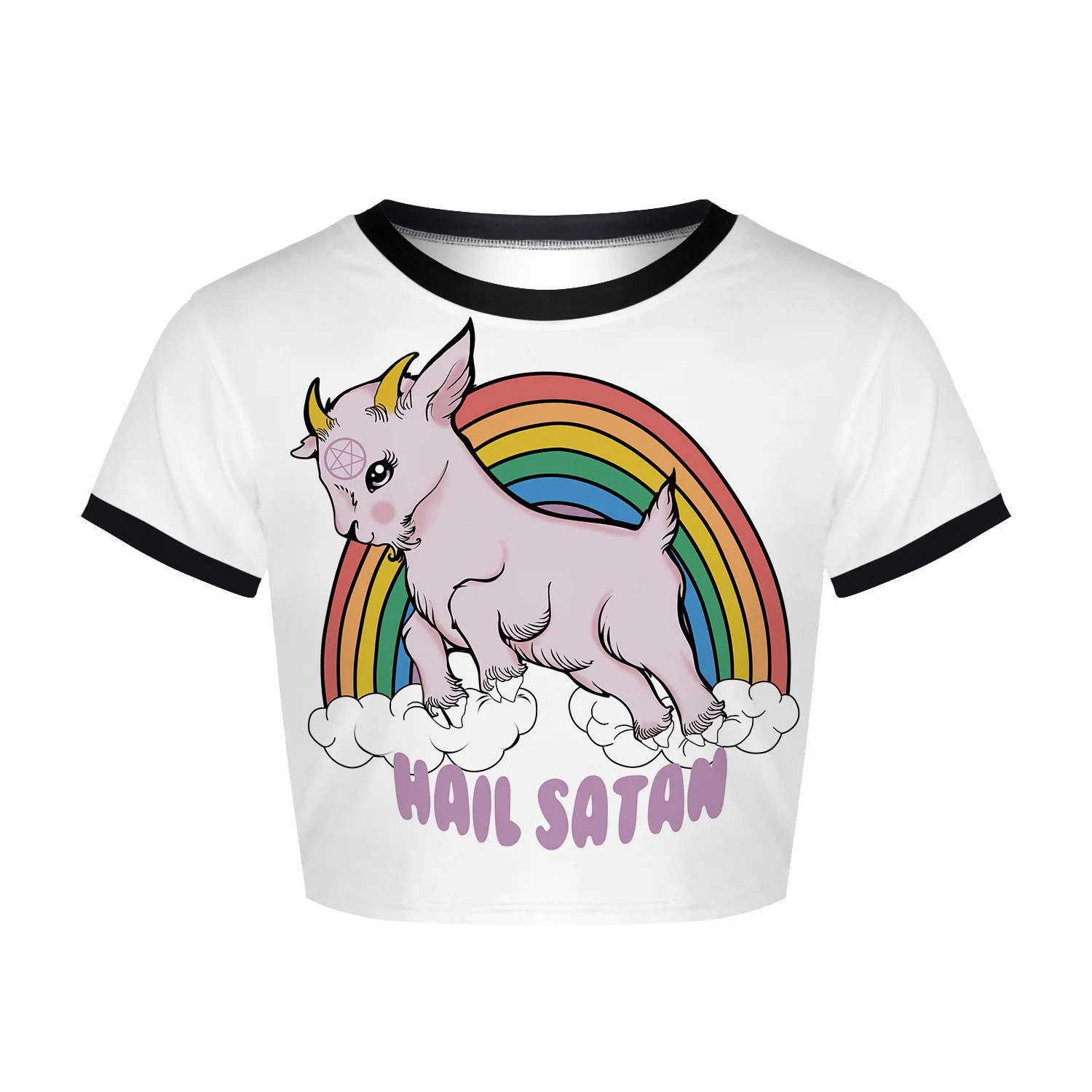 

Camiseta de HalloweenSummer rainbow unicorn digital print women's short T-shirt an American fashion clos Halloween T shirt