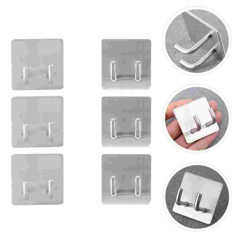 

6pcs Non-punching Adhesive Hooks Useful Bathroom Traceless Wall Hanging Hook