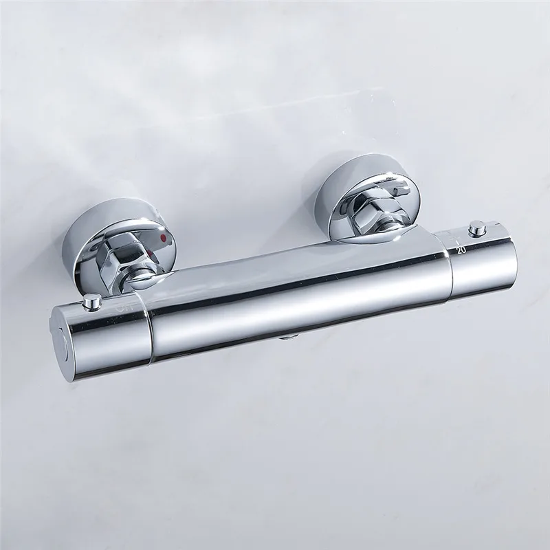 Thermostatic Shower Mixer Brass Black Wall Mounted Dual Handle Bathroom Thermostatic Shower Mixer Valve Tap Bathroom Accessories