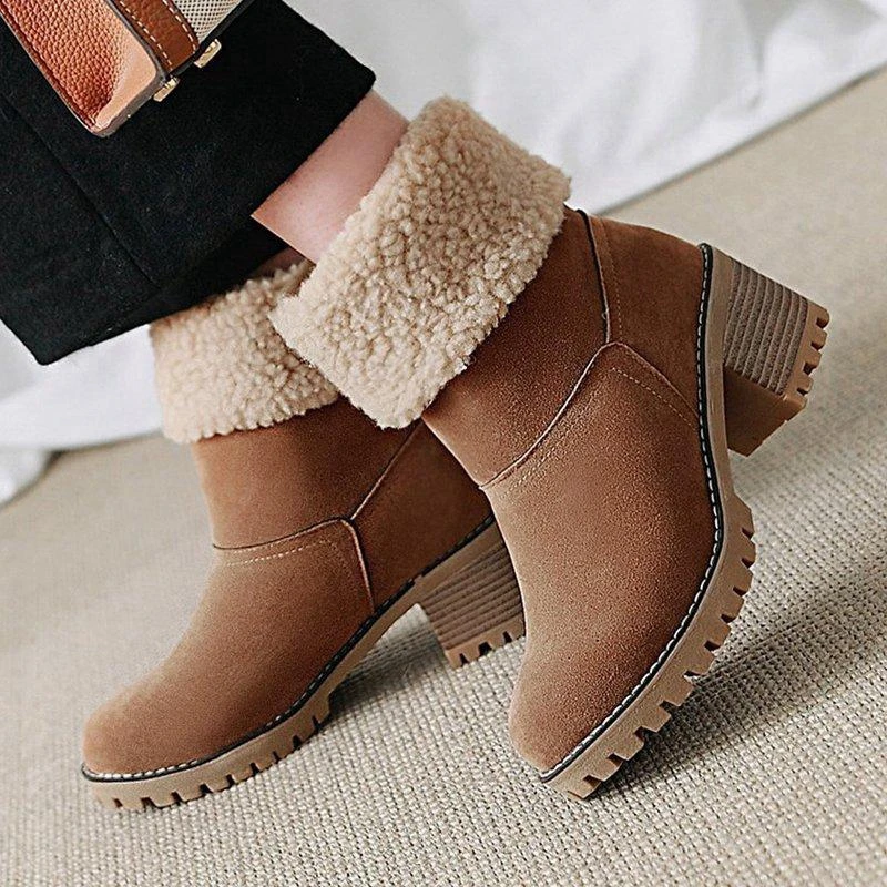 Женские ботильоны на толстом меху LASPERAL зимние ботинки резиновой платформе и