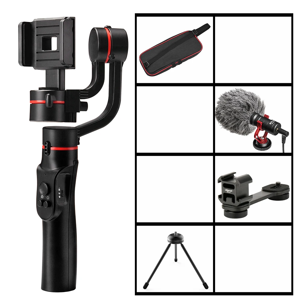 H2 Bundle4 3-осевой портативный смартфон Gimbal стабилизированный держатель для iPhone 11 Pro Xs Max Xr X 8 плюс samsung S9 S8 3 оси Zoom Action Камера - Цвет: H2 Bundle4
