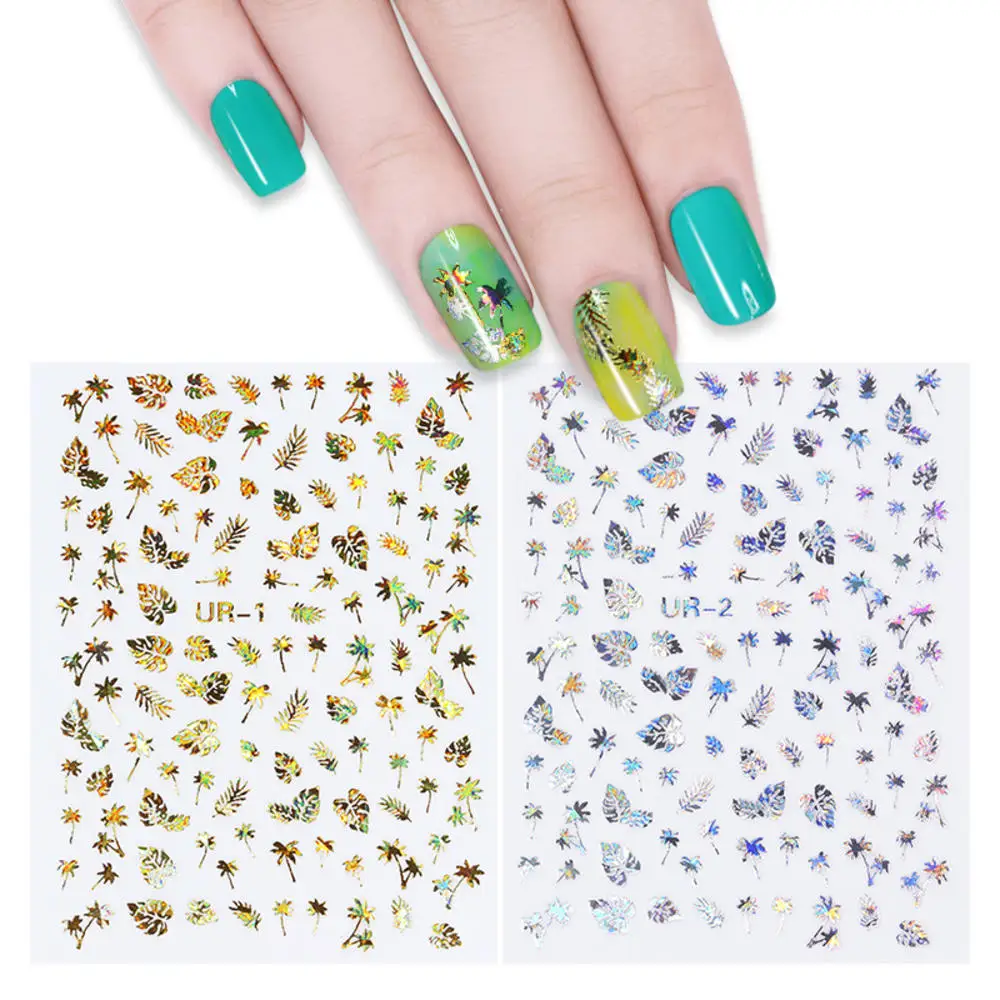 

3D Nail Art Stickers Sliders Flowers Leaf Geometry Adhesive Nail Decals Foil Design Manicure