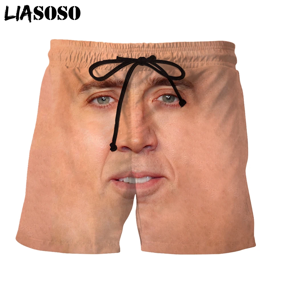 

LIASOSO Nicholas Cage3D Printing Men Women New Pants Beach Sweatpants Shorts Fashion Casual Oversized Spoof Casual Comfortable