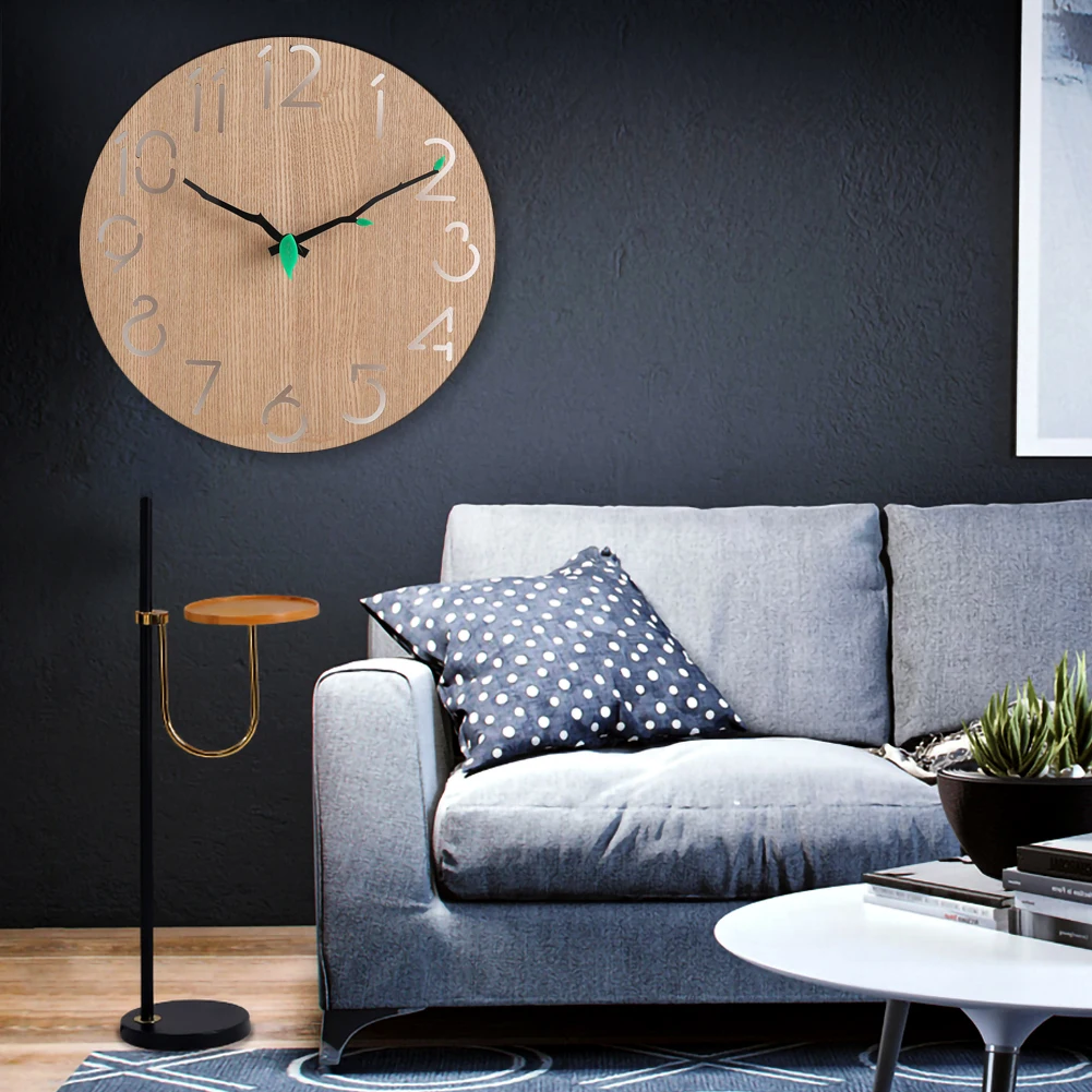 Wooden Wall Clock Round Suitable for Living Room Bedroom and Kitchen Decoration (11 Inches) Easy to Read Install | Дом и сад