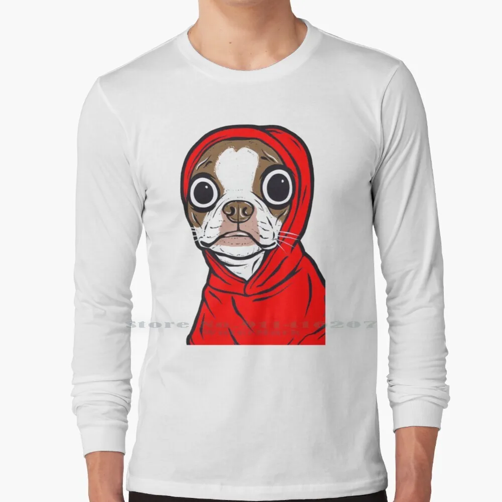 

Толстовка с капюшоном с изображением коричневого Бостон-терьера, футболка из 100% чистого хлопка с изображением Красного Бостон-терьера, кор...