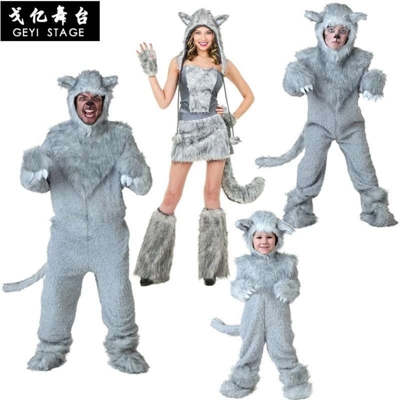 Волк дерево Аниме kigurumi для взрослых Женская утепленная зимняя животных фланель
