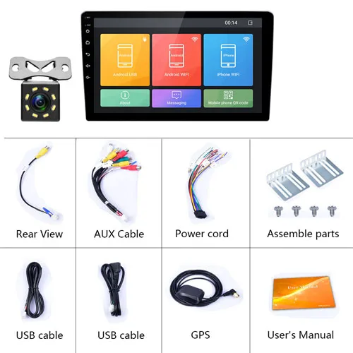 With 8 IR Camera Podofo 2din автомобильное радио 10,1 ''Android 8,0 1080P Авторадио gps навигация WiFi ISO Android ссылка для универсального 2Din стерео автомобиля - Цвет: With 8 IR Camera