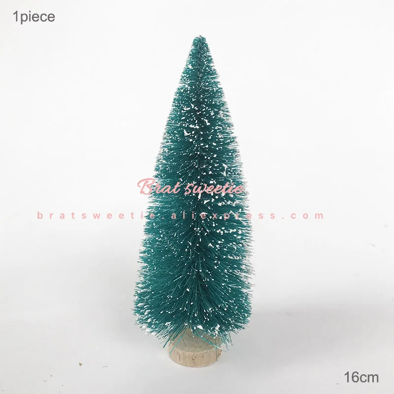 16cm Green tree Белое золото зеленое сизалевое волокно Мини Рождественская елка Снежный Мороз сосновая елка модель игрушки DIY ремесло настольное украшение рождественские украшения - Цвет: 16cm Green tree