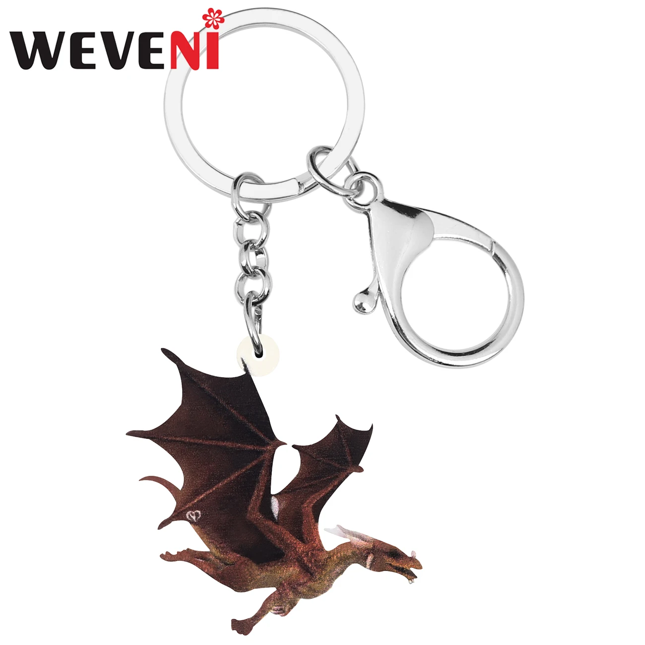 WEVENI акриловые брелки с коричневым динозавром драконом длинный брелок животным