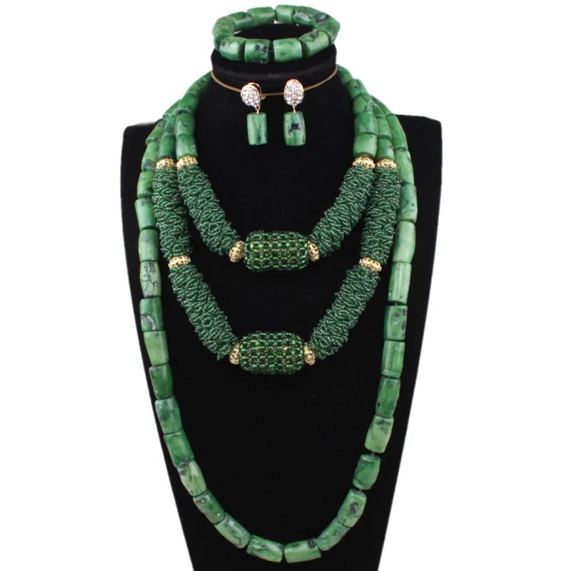 4UJewelry зеленый комплект ювелирных изделий Роскошные африканские бусы комплекты 3
