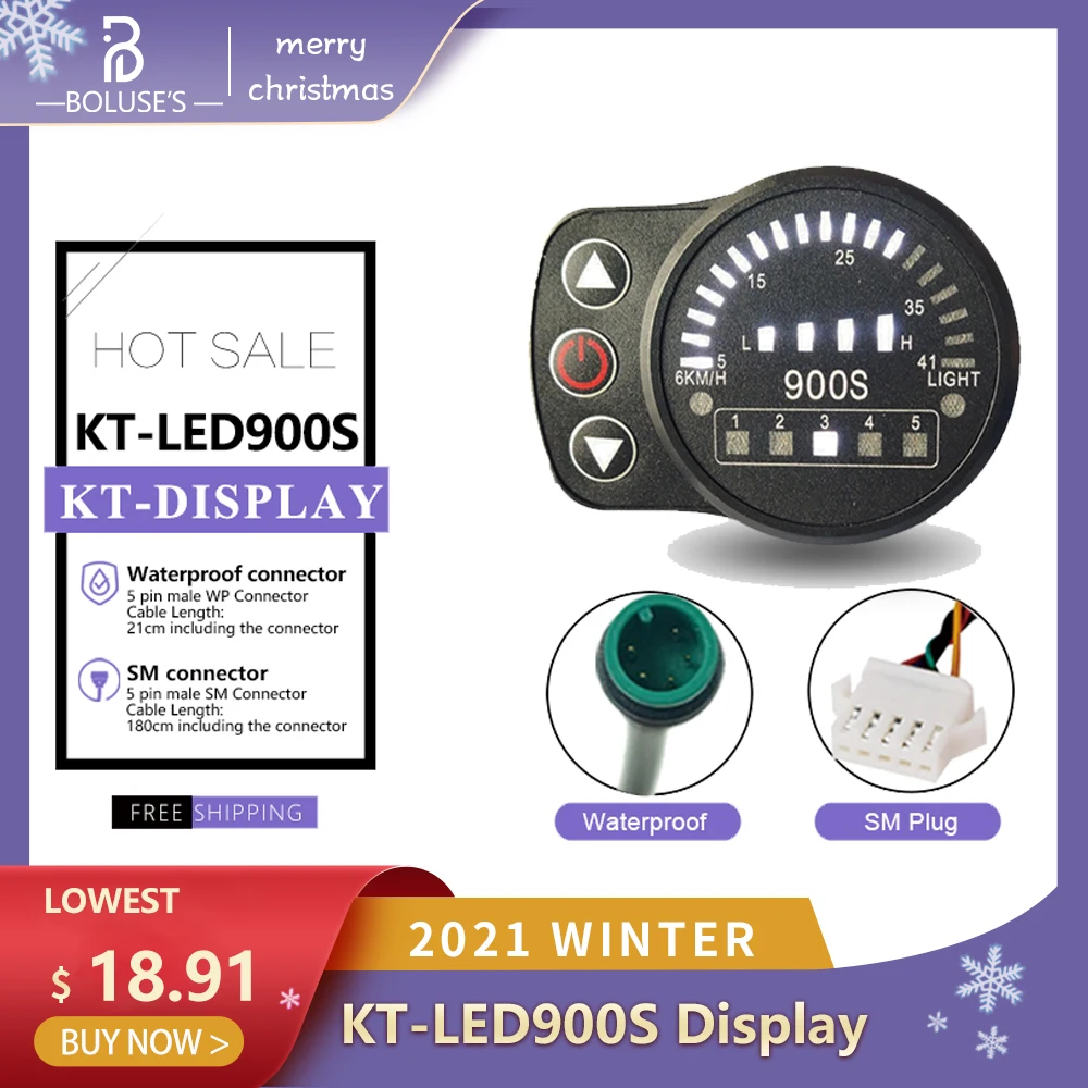 

KT LED900S Display 5 Pin Waterproof SM Connector 36V 48V Electric Bike Display For KT Controller For Bicycle
