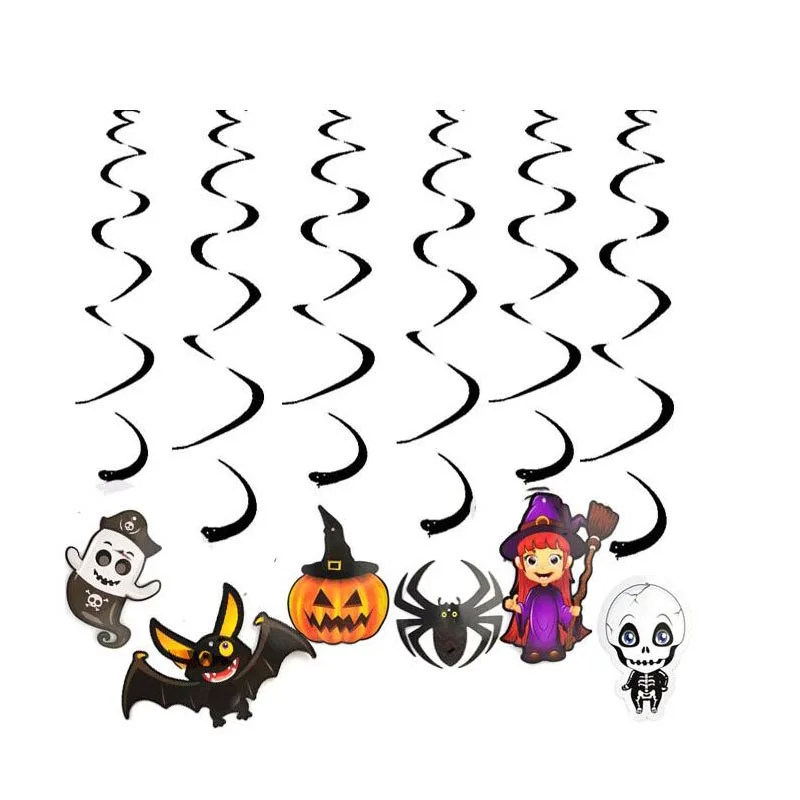

Twins Party 6pcs Halloween Hanging Swirl Decoration Happy Halloween Event Party Favors Supplies Horror Pumpkin Witch Garland