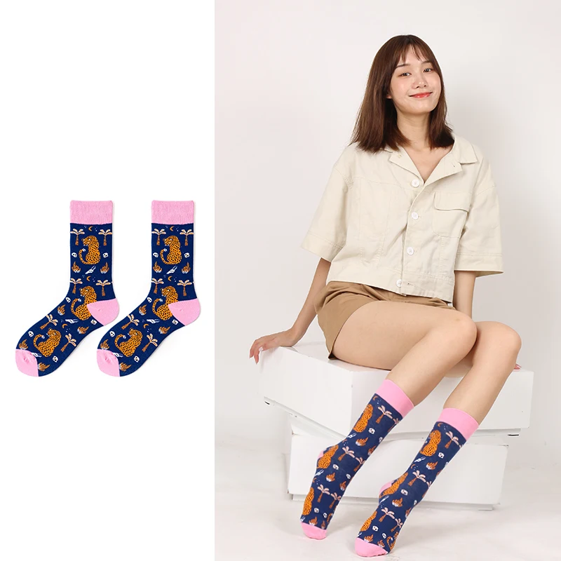 PEONFLY Sale cute animal bunny bird tiger ladybird cartoon Art Men Women Funny Socks Casual Harajuku Skateboard socks | Женская одежда