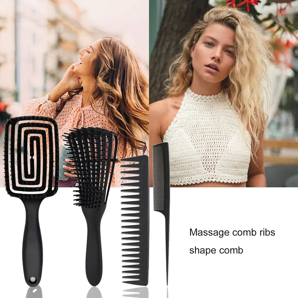

3pcs Detangling Hair Hrush Hair Comb Set Detangler Hairbrush For Curly Hair Barber Accessories Hair Care Styling Tools