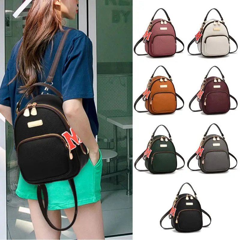 

Fashion New Women Mini Backpack Travel PU Leather Girls Lady Casual Multifunction Crossbody Rucksack Satchel Shoulder School Bag