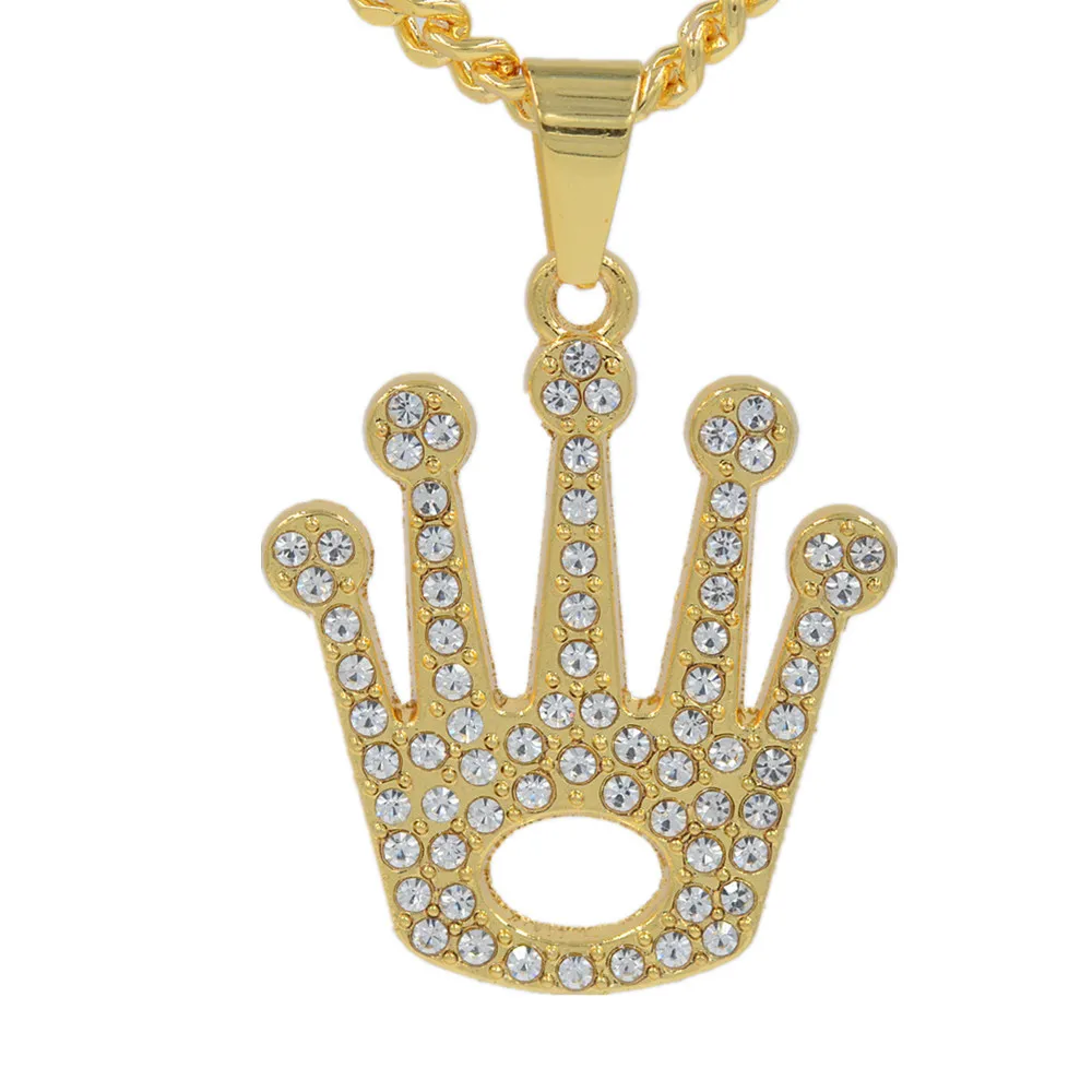 Новое мужское ожерелье в стиле хип хоп с короной уличном Золотое